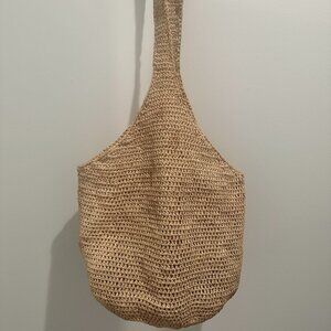 Helen Kaminski 100% Raffia Crochet Sac Shoulder Bag Natural Hobo Handmade